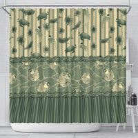 Hawaii Christmas In July Shower Curtain Olive Green Mele Kalikimaka Sea Animals