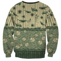 Hawaii Christmas In July Sweatshirt Olive Green Mele Kalikimaka Sea Animals