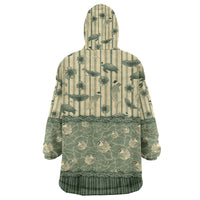 Hawaii Christmas In July Wearable Blanket Hoodie Olive Green Mele Kalikimaka Sea Animals DT05 - Polynesian Pride