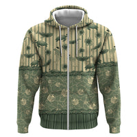 Hawaii Christmas In July Zip Hoodie Olive Green Mele Kalikimaka Sea Animals DT05 Zip Hoodie Green - Polynesian Pride