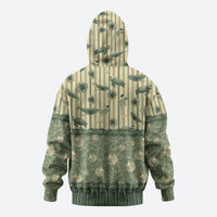 Hawaii Christmas In July Zip Hoodie Olive Green Mele Kalikimaka Sea Animals DT05 - Polynesian Pride