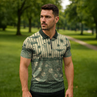Hawaii Christmas In July Zipper Polo Shirt Olive Green Mele Kalikimaka Sea Animals DT05 - Polynesian Pride