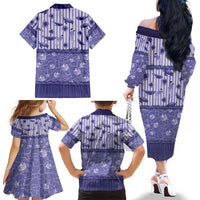 Hawaii Christmas In July Family Matching Off The Shoulder Long Sleeve Dress and Hawaiian Shirt Amethyst Purple Mele Kalikimaka Sea Animals DT05 - Polynesian Pride