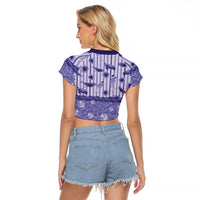 Hawaii Christmas In July Raglan Cropped T Shirt Amethyst Purple Mele Kalikimaka Sea Animals DT05 - Polynesian Pride
