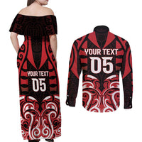 Custom Aotearoa Ngapuhi Couples Matching Off Shoulder Maxi Dress and Long Sleeve Button Shirt Maori Pattern New Zealand DT05 - Polynesian Pride
