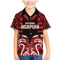 Custom Aotearoa Ngapuhi Family Matching Mermaid Dress and Hawaiian Shirt Maori Pattern New Zealand DT05 Son's Shirt Red - Polynesian Pride