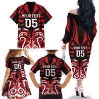 Custom Aotearoa Ngapuhi Family Matching Off The Shoulder Long Sleeve Dress and Hawaiian Shirt Maori Pattern New Zealand DT05 - Polynesian Pride