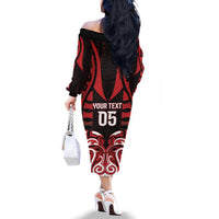 Custom Aotearoa Ngapuhi Family Matching Off The Shoulder Long Sleeve Dress and Hawaiian Shirt Maori Pattern New Zealand DT05 - Polynesian Pride