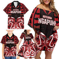Custom Aotearoa Ngapuhi Family Matching Off Shoulder Short Dress and Hawaiian Shirt Maori Pattern New Zealand DT05 - Polynesian Pride