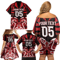 Custom Aotearoa Ngapuhi Family Matching Off Shoulder Short Dress and Hawaiian Shirt Maori Pattern New Zealand DT05 - Polynesian Pride