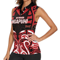 Custom Aotearoa Ngapuhi Women Sleeveless Polo Shirt Maori Pattern New Zealand DT05 - Polynesian Pride