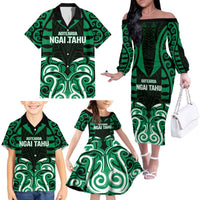 Custom Aotearoa Ngai Tahu Family Matching Off The Shoulder Long Sleeve Dress and Hawaiian Shirt Maori Pattern New Zealand DT05 - Polynesian Pride