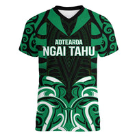 Custom Aotearoa Ngai Tahu Women V-Neck T-Shirt Maori Pattern New Zealand DT05 Female Green - Polynesian Pride