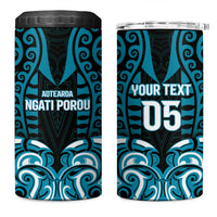 Custom Aotearoa Ngati Porou 4 in 1 Can Cooler Tumbler Maori Pattern New Zealand DT05 One Size: 16 oz Blue - Polynesian Pride