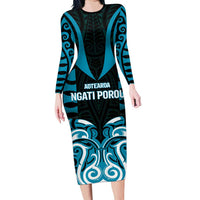 Custom Aotearoa Ngati Porou Family Matching Long Sleeve Bodycon Dress and Hawaiian Shirt Maori Pattern New Zealand - Polynesian Pride