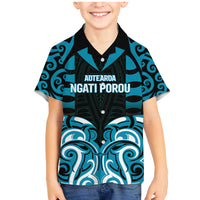 Custom Aotearoa Ngati Porou Family Matching Mermaid Dress and Hawaiian Shirt Maori Pattern New Zealand DT05 Son's Shirt Blue - Polynesian Pride