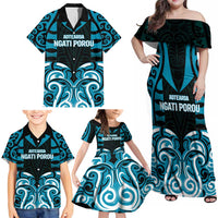 Custom Aotearoa Ngati Porou Family Matching Off Shoulder Maxi Dress and Hawaiian Shirt Maori Pattern New Zealand DT05 - Polynesian Pride
