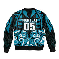 Custom Aotearoa Ngati Porou Sleeve Zip Bomber Jacket Maori Pattern New Zealand - Polynesian Pride