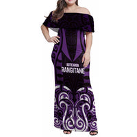 Custom Aotearoa Rangitane Family Matching Off Shoulder Maxi Dress and Hawaiian Shirt Maori Pattern New Zealand DT05 Mom's Dress Purple - Polynesian Pride