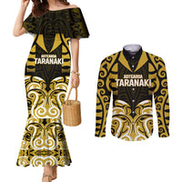 Custom Aotearoa Taranaki Couples Matching Mermaid Dress and Long Sleeve Button Shirt Maori Pattern New Zealand - Polynesian Pride