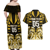 Custom Aotearoa Taranaki Couples Matching Off Shoulder Maxi Dress and Hawaiian Shirt Maori Pattern New Zealand DT05 - Polynesian Pride