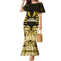 Custom Aotearoa Taranaki Family Matching Mermaid Dress and Hawaiian Shirt Maori Pattern New Zealand DT05 Mom's Dress Yellow - Polynesian Pride