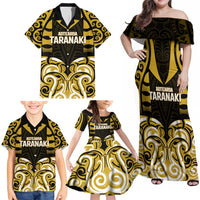Custom Aotearoa Taranaki Family Matching Off Shoulder Maxi Dress and Hawaiian Shirt Maori Pattern New Zealand DT05 - Polynesian Pride