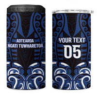 Custom Aotearoa Ngati Tuwharetoa 4 in 1 Can Cooler Tumbler Maori Pattern New Zealand DT05 One Size: 16 oz Navy - Polynesian Pride