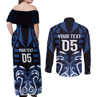 Custom Aotearoa Ngati Tuwharetoa Couples Matching Off Shoulder Maxi Dress and Long Sleeve Button Shirt Maori Pattern New Zealand DT05 - Polynesian Pride
