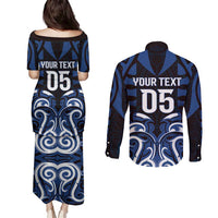 Custom Aotearoa Ngati Tuwharetoa Couples Matching Puletasi and Long Sleeve Button Shirt Maori Pattern New Zealand DT05 - Polynesian Pride