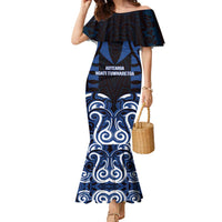 Custom Aotearoa Ngati Tuwharetoa Family Matching Mermaid Dress and Hawaiian Shirt Maori Pattern New Zealand DT05 Mom's Dress Navy - Polynesian Pride