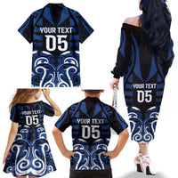 Custom Aotearoa Ngati Tuwharetoa Family Matching Off The Shoulder Long Sleeve Dress and Hawaiian Shirt Maori Pattern New Zealand DT05 - Polynesian Pride