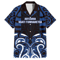 Custom Aotearoa Ngati Tuwharetoa Family Matching Off The Shoulder Long Sleeve Dress and Hawaiian Shirt Maori Pattern New Zealand DT05 Dad's Shirt - Short Sleeve Navy - Polynesian Pride