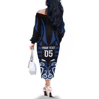 Custom Aotearoa Ngati Tuwharetoa Family Matching Off The Shoulder Long Sleeve Dress and Hawaiian Shirt Maori Pattern New Zealand DT05 - Polynesian Pride