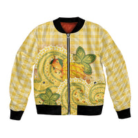 Hawaii Palaka Bomber Jacket Cute Ripe Mango Turtle On The Waves DT05 Unisex Yellow - Polynesian Pride