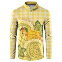Hawaii Palaka Button Sweatshirt Cute Ripe Mango Turtle On The Waves DT05 Yellow - Polynesian Pride
