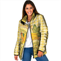 Hawaii Palaka Padded Jacket Cute Ripe Mango Turtle On The Waves DT05 Women Yellow - Polynesian Pride