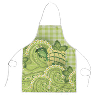 Hawaii Palaka Apron Cute Green Mango Turtle On The Waves DT05 Green - Polynesian Pride