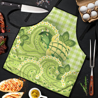 Hawaii Palaka Apron Cute Green Mango Turtle On The Waves DT05 Green - Polynesian Pride