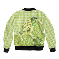 Hawaii Palaka Bomber Jacket Cute Green Mango Turtle On The Waves DT05 - Polynesian Pride