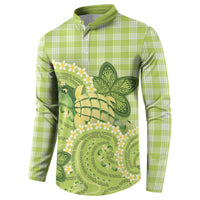 Hawaii Palaka Button Sweatshirt Cute Green Mango Turtle On The Waves DT05 - Polynesian Pride