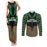 Custom Aotearoa Ngati Hine Couples Matching Tank Maxi Dress and Long Sleeve Button Shirt Maori Pattern New Zealand - Polynesian Pride