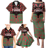 Custom Aotearoa Tuhoe Family Matching Puletasi and Hawaiian Shirt Maori Pattern New Zealand - Polynesian Pride