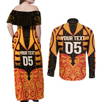 Custom Aotearoa Waikato Couples Matching Off Shoulder Maxi Dress and Long Sleeve Button Shirt Maori Pattern New Zealand DT05 - Polynesian Pride