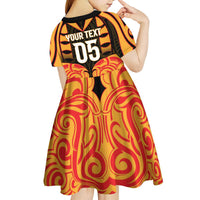 Custom Aotearoa Waikato Kid Short Sleeve Dress Maori Pattern New Zealand - Polynesian Pride