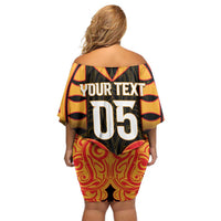 Custom Aotearoa Waikato Off Shoulder Short Dress Maori Pattern New Zealand - Polynesian Pride