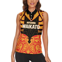 Custom Aotearoa Waikato Women Sleeveless Polo Shirt Maori Pattern New Zealand DT05 - Polynesian Pride