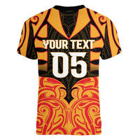 Custom Aotearoa Waikato Women V-Neck T-Shirt Maori Pattern New Zealand DT05 - Polynesian Pride