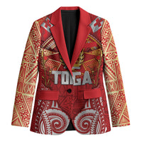 Tonga King's Birthday Blazer Gold Royal Crown Tribal Patterns DT05 Unisex Red - Polynesian Pride