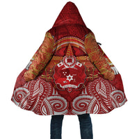 Tonga King's Birthday Cloak Gold Royal Crown Tribal Patterns DT05 Unisex Red - Polynesian Pride